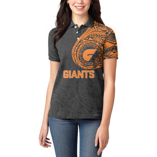 Personalized Giants Polynesian Women Polo Shirt Tribal Chest and Sleeve Tattoo Heritage Warrior