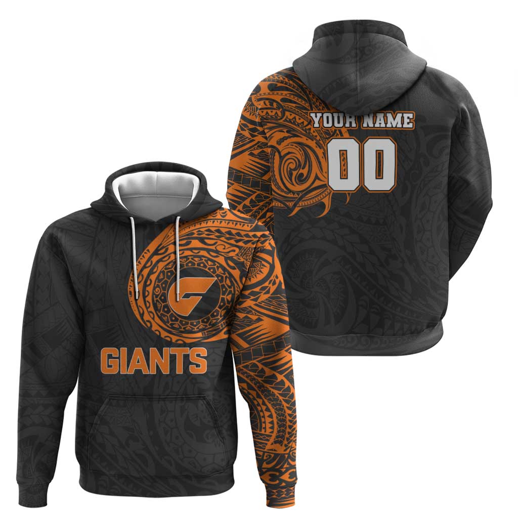 Personalized Giants Polynesian Zip Hoodie Tribal Chest and Sleeve Tattoo Heritage Warrior