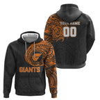 Personalized Giants Polynesian Zip Hoodie Tribal Chest and Sleeve Tattoo Heritage Warrior