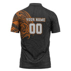 Personalized Giants Polynesian Zipper Polo Shirt Tribal Chest and Sleeve Tattoo Heritage Warrior