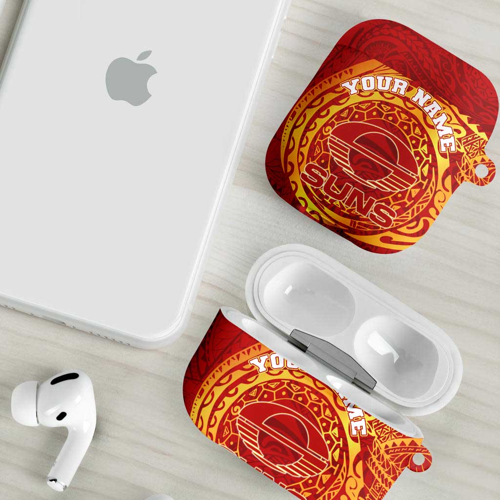 Personalized Gold Coast Suns Polynesian AirPods Case Tribal Chest and Sleeve Tattoo Heritage Warrior
