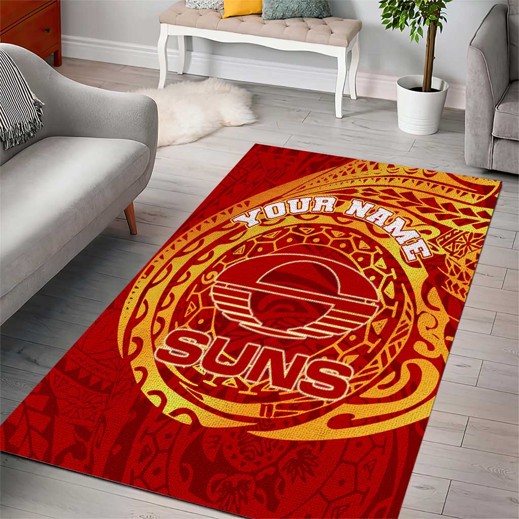 Personalized Gold Coast Suns Polynesian Area Rug Tribal Chest and Sleeve Tattoo Heritage Warrior