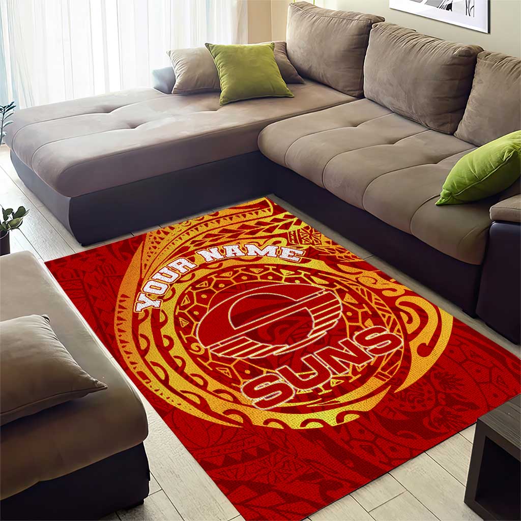 Personalized Gold Coast Suns Polynesian Area Rug Tribal Chest and Sleeve Tattoo Heritage Warrior