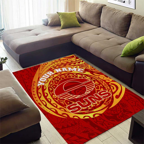 Personalized Gold Coast Suns Polynesian Area Rug Tribal Chest and Sleeve Tattoo Heritage Warrior