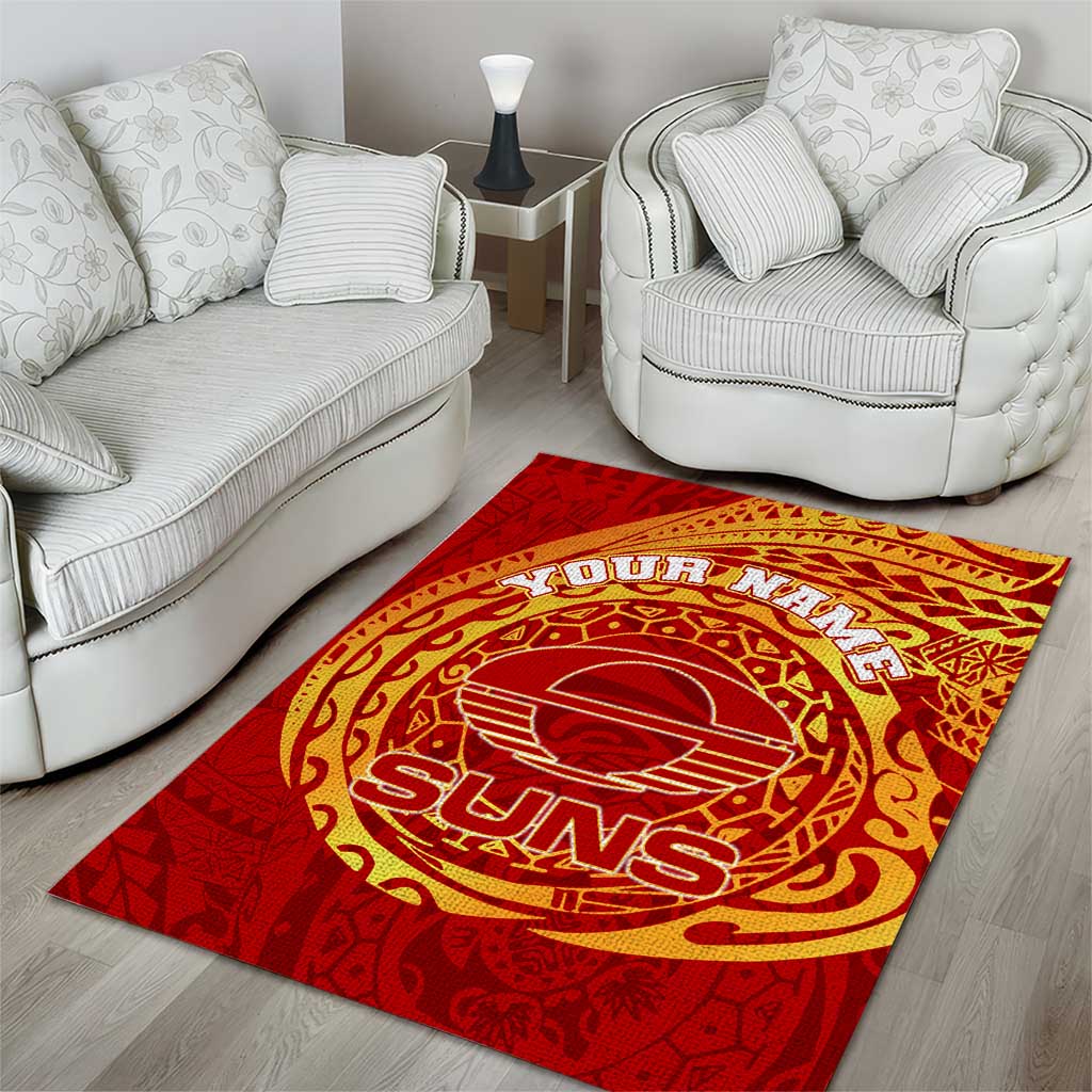 Personalized Gold Coast Suns Polynesian Area Rug Tribal Chest and Sleeve Tattoo Heritage Warrior