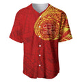 Personalized Gold Coast Suns Polynesian Baseball Jersey Tribal Chest and Sleeve Tattoo Heritage Warrior