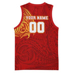 Personalized Gold Coast Suns Polynesian Basketball Jersey Tribal Chest and Sleeve Tattoo Heritage Warrior