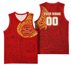 Personalized Gold Coast Suns Polynesian Basketball Jersey Tribal Chest and Sleeve Tattoo Heritage Warrior