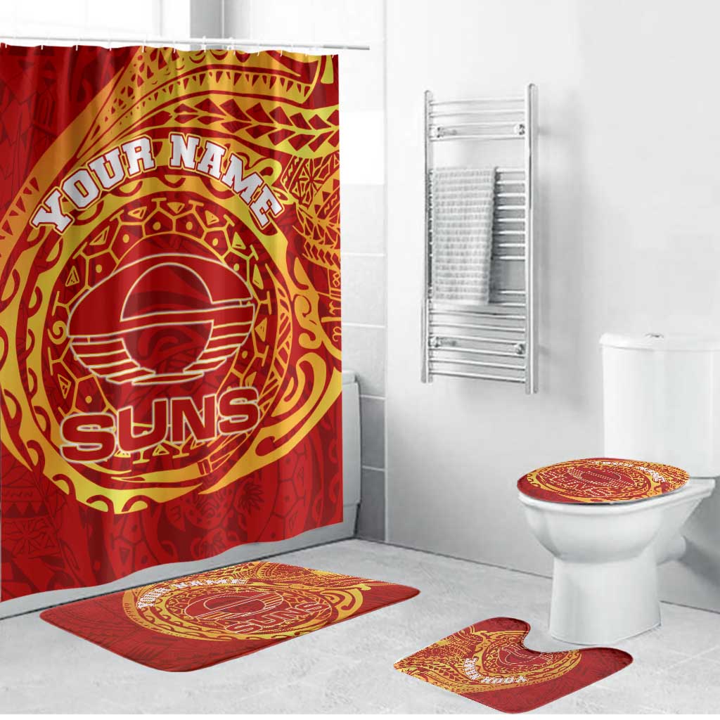 Personalized Gold Coast Suns Polynesian Bathroom Set Tribal Chest and Sleeve Tattoo Heritage Warrior