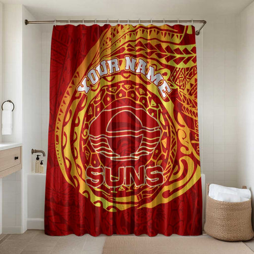 Personalized Gold Coast Suns Polynesian Bathroom Set Tribal Chest and Sleeve Tattoo Heritage Warrior