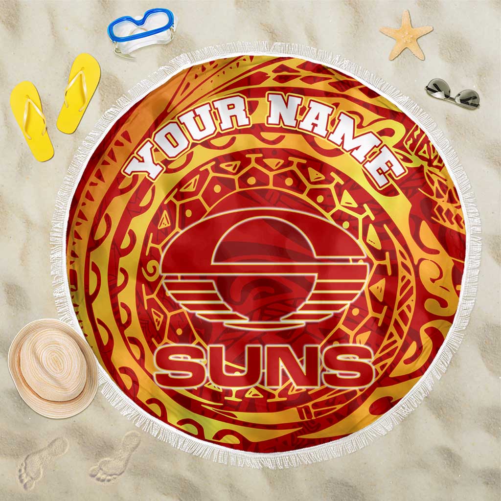 Personalized Gold Coast Suns Polynesian Beach Blanket Tribal Chest and Sleeve Tattoo Heritage Warrior
