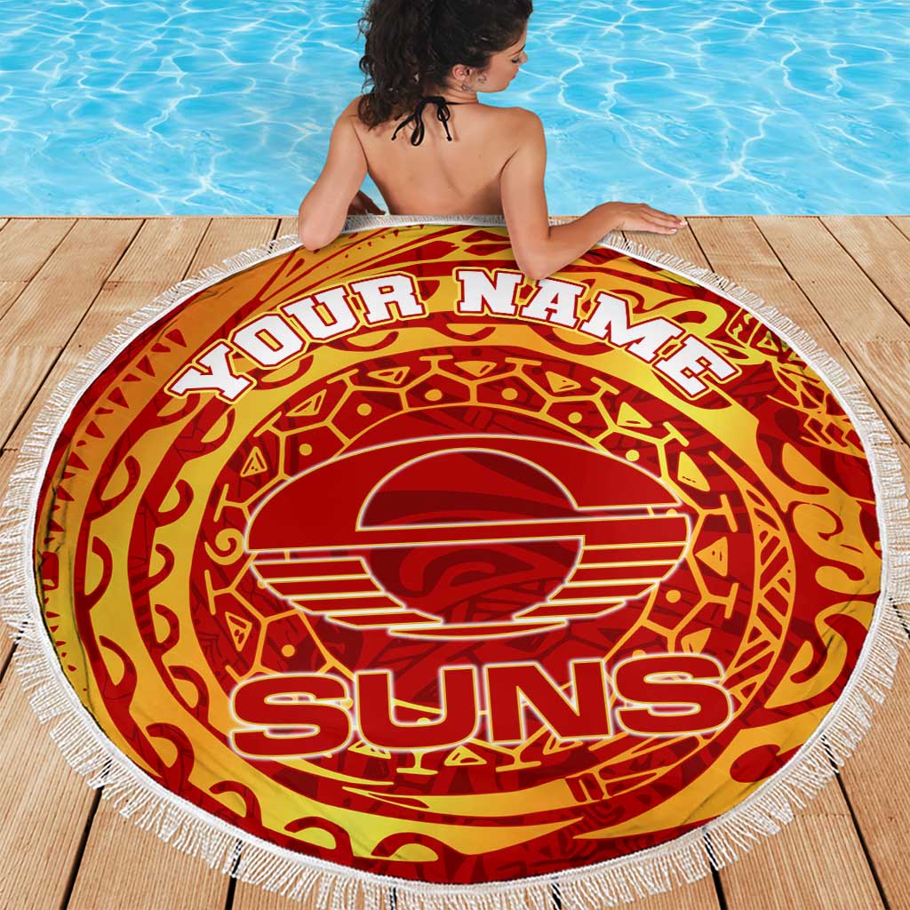 Personalized Gold Coast Suns Polynesian Beach Blanket Tribal Chest and Sleeve Tattoo Heritage Warrior