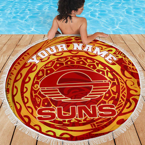 Personalized Gold Coast Suns Polynesian Beach Blanket Tribal Chest and Sleeve Tattoo Heritage Warrior