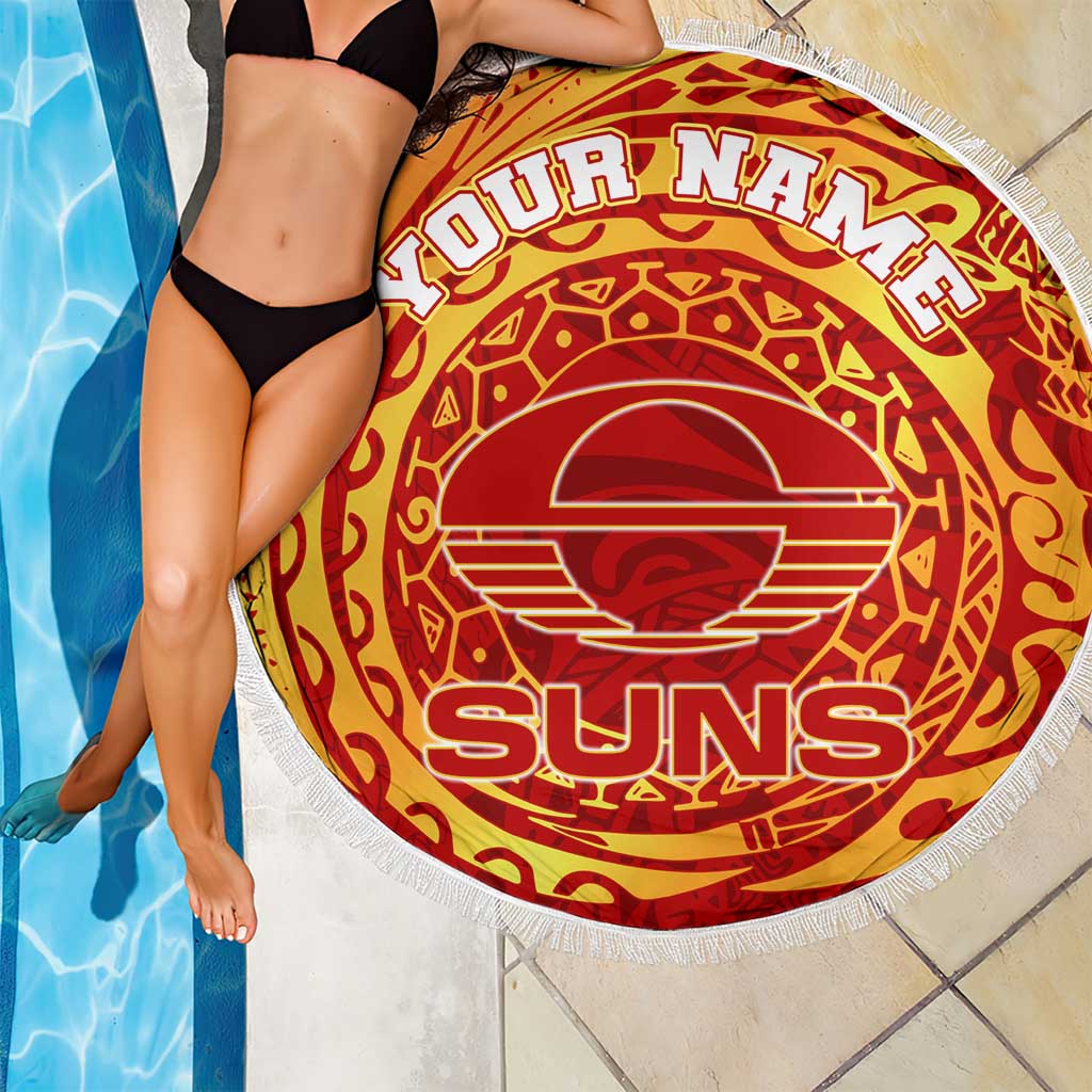Personalized Gold Coast Suns Polynesian Beach Blanket Tribal Chest and Sleeve Tattoo Heritage Warrior