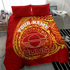 Personalized Gold Coast Suns Polynesian Bedding Set Tribal Chest and Sleeve Tattoo Heritage Warrior