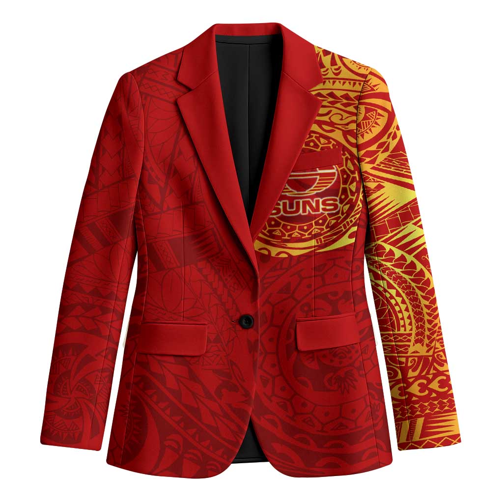 Personalized Gold Coast Suns Polynesian Blazer Tribal Chest and Sleeve Tattoo Heritage Warrior