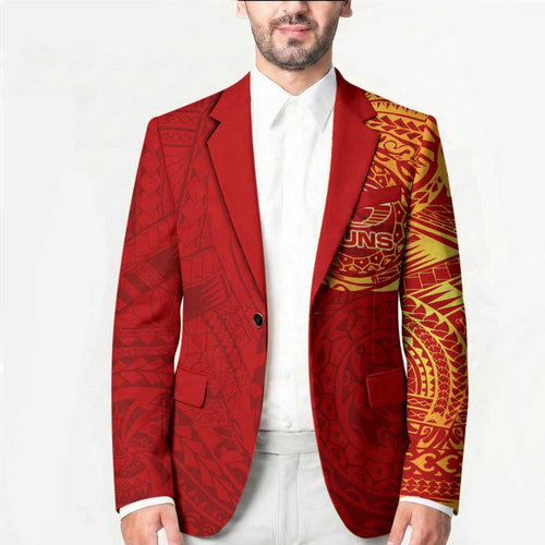 Personalized Gold Coast Suns Polynesian Blazer Tribal Chest and Sleeve Tattoo Heritage Warrior