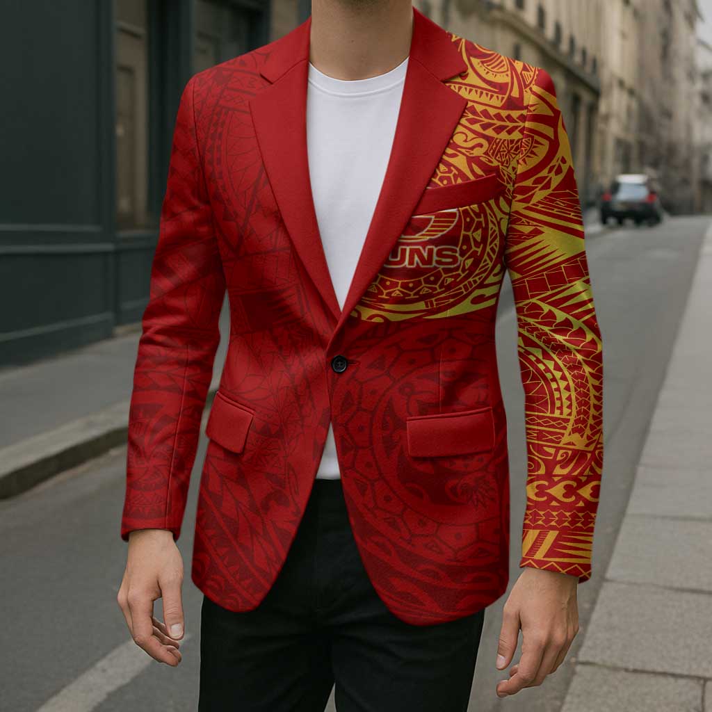 Personalized Gold Coast Suns Polynesian Blazer Tribal Chest and Sleeve Tattoo Heritage Warrior