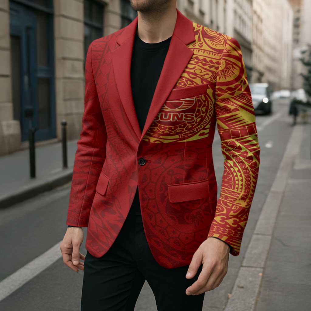 Personalized Gold Coast Suns Polynesian Blazer Tribal Chest and Sleeve Tattoo Heritage Warrior