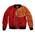 Personalized Gold Coast Suns Polynesian Bomber Jacket Tribal Chest and Sleeve Tattoo Heritage Warrior