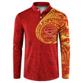 Personalized Gold Coast Suns Polynesian Button Sweatshirt Tribal Chest and Sleeve Tattoo Heritage Warrior