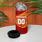 Personalized Gold Coast Suns Polynesian 4 in 1 Can Cooler Tumbler Tribal Chest and Sleeve Tattoo Heritage Warrior