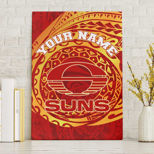 Personalized Gold Coast Suns Polynesian Canvas Wall Art Tribal Chest and Sleeve Tattoo Heritage Warrior