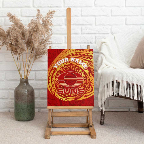 Personalized Gold Coast Suns Polynesian Canvas Wall Art Tribal Chest and Sleeve Tattoo Heritage Warrior