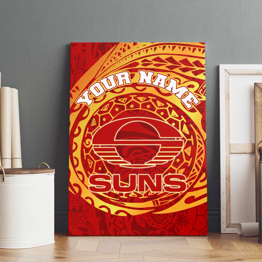Personalized Gold Coast Suns Polynesian Canvas Wall Art Tribal Chest and Sleeve Tattoo Heritage Warrior