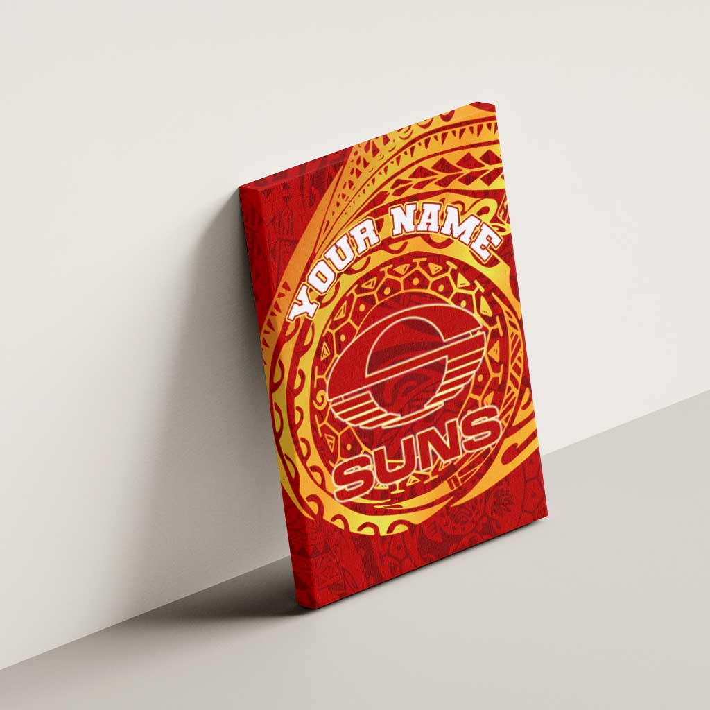Personalized Gold Coast Suns Polynesian Canvas Wall Art Tribal Chest and Sleeve Tattoo Heritage Warrior