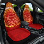Personalized Gold Coast Suns Polynesian Car Seat Cover Tribal Chest and Sleeve Tattoo Heritage Warrior