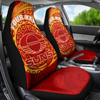 Personalized Gold Coast Suns Polynesian Car Seat Cover Tribal Chest and Sleeve Tattoo Heritage Warrior