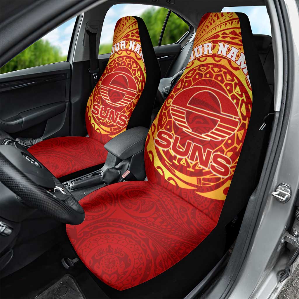 Personalized Gold Coast Suns Polynesian Car Seat Cover Tribal Chest and Sleeve Tattoo Heritage Warrior