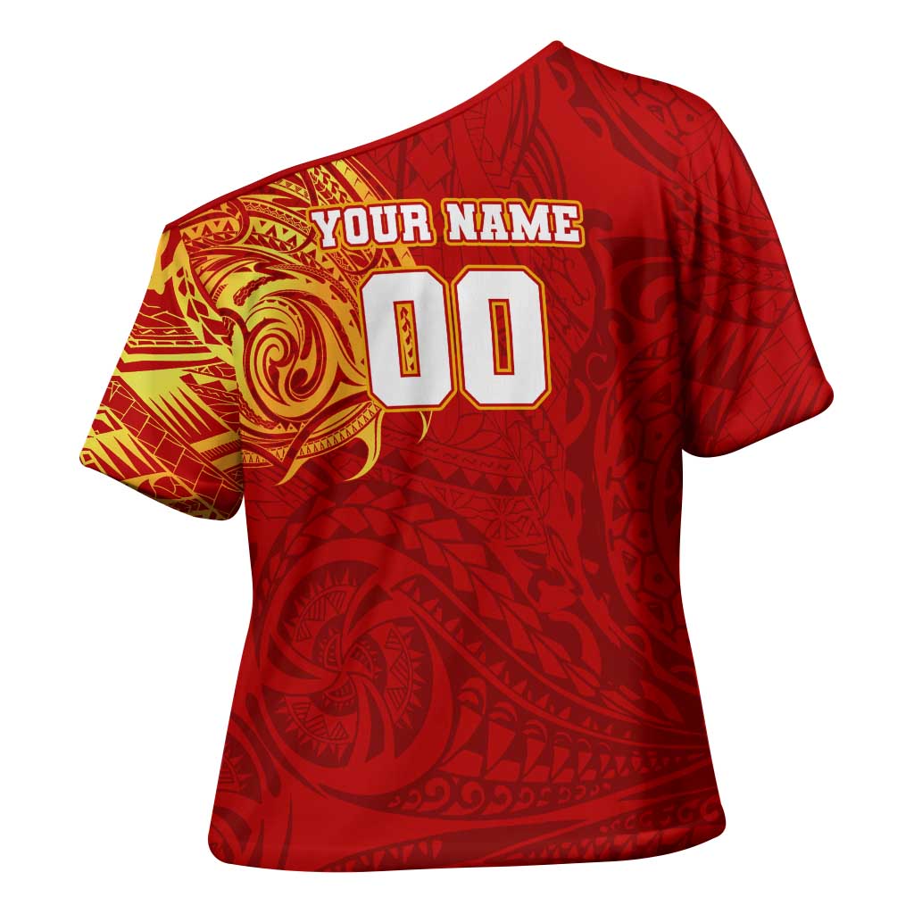 Personalized Gold Coast Suns Polynesian Cross Shoulder Shirt Tribal Chest and Sleeve Tattoo Heritage Warrior
