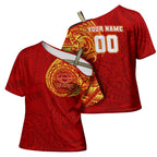 Personalized Gold Coast Suns Polynesian Cross Shoulder Shirt Tribal Chest and Sleeve Tattoo Heritage Warrior