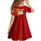 Personalized Gold Coast Suns Polynesian Family Matching Off Shoulder Short Dress and Hawaiian Shirt Tribal Chest and Sleeve Tattoo Heritage Warrior