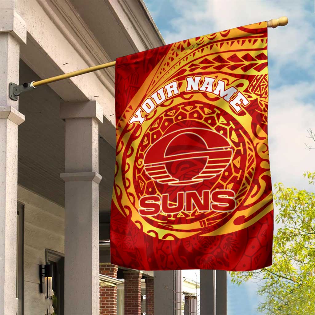 Personalized Gold Coast Suns Polynesian Garden Flag Tribal Chest and Sleeve Tattoo Heritage Warrior