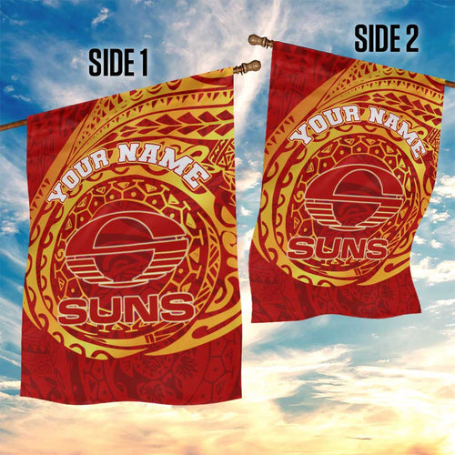 Personalized Gold Coast Suns Polynesian Garden Flag Tribal Chest and Sleeve Tattoo Heritage Warrior