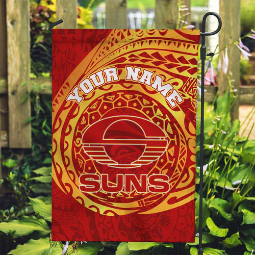 Personalized Gold Coast Suns Polynesian Garden Flag Tribal Chest and Sleeve Tattoo Heritage Warrior