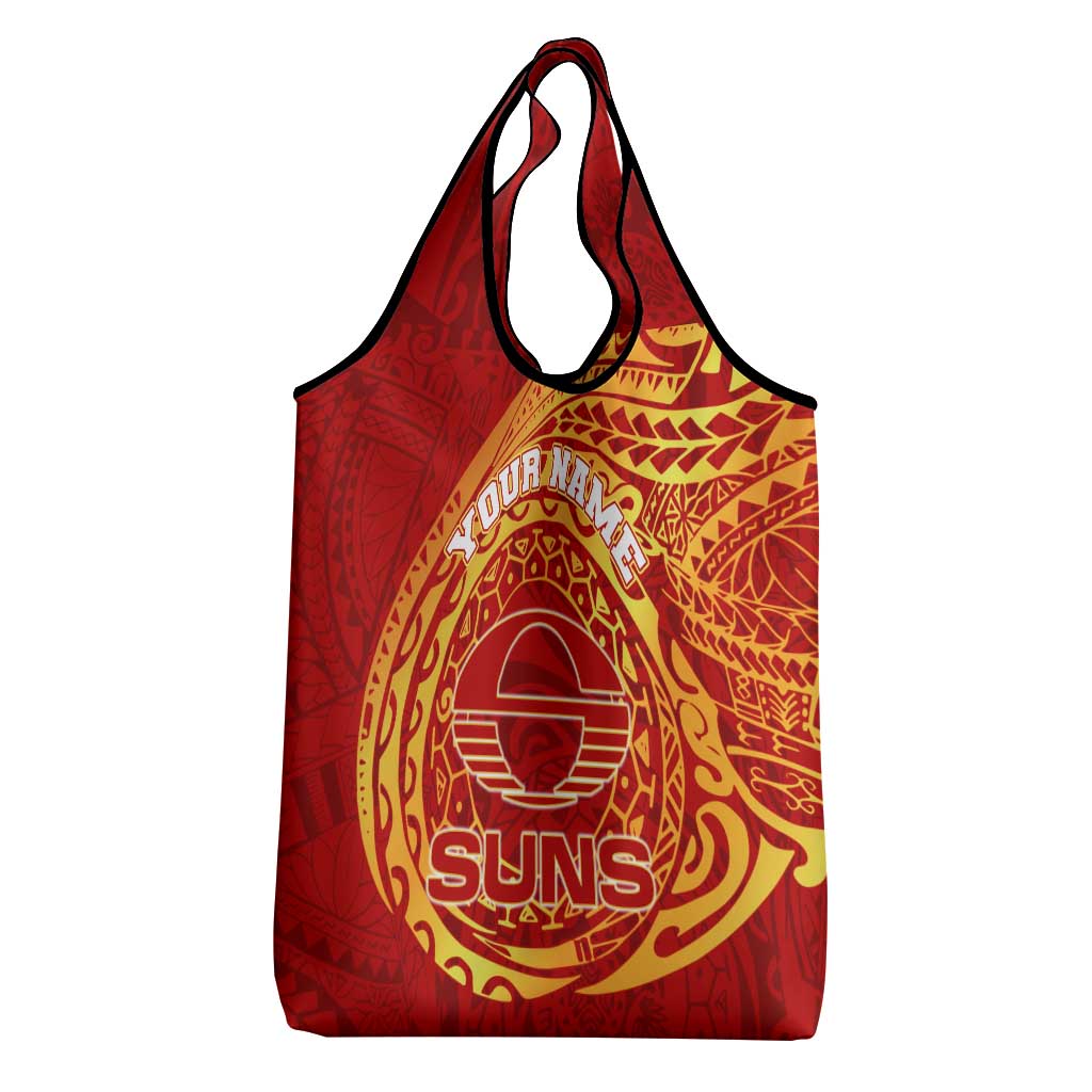 Personalized Gold Coast Suns Polynesian Grocery Bag Tribal Chest and Sleeve Tattoo Heritage Warrior