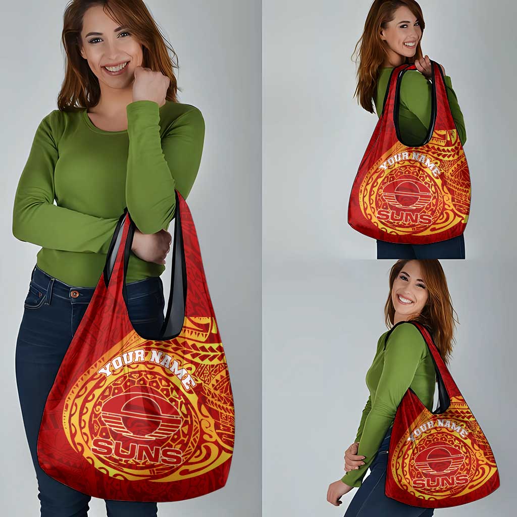 Personalized Gold Coast Suns Polynesian Grocery Bag Tribal Chest and Sleeve Tattoo Heritage Warrior
