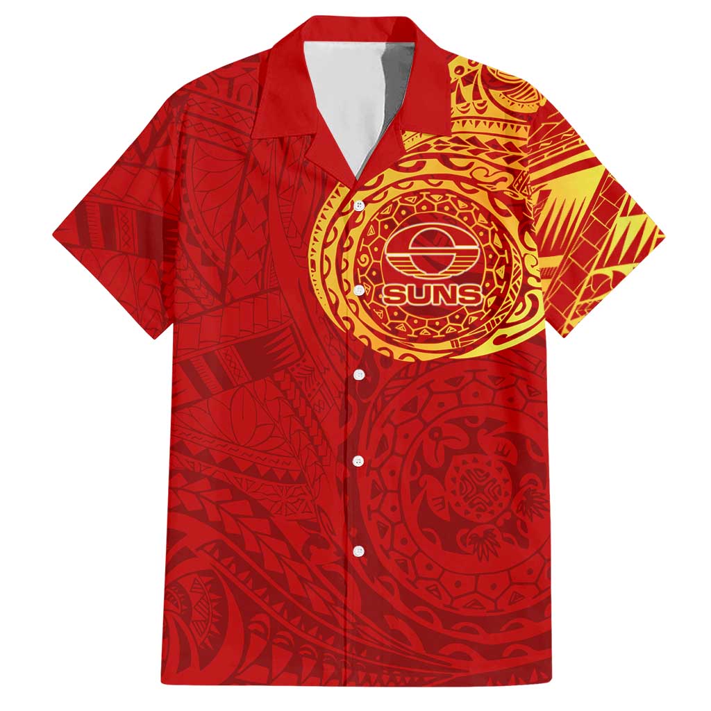 Personalized Gold Coast Suns Polynesian Hawaiian Shirt Tribal Chest and Sleeve Tattoo Heritage Warrior