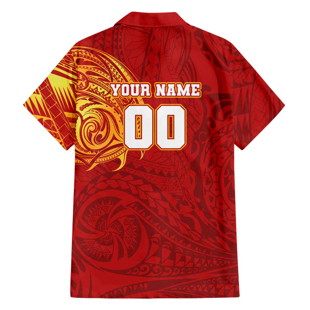Personalized Gold Coast Suns Polynesian Hawaiian Shirt Tribal Chest and Sleeve Tattoo Heritage Warrior