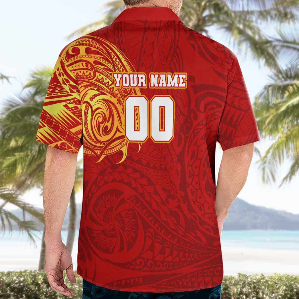 Personalized Gold Coast Suns Polynesian Hawaiian Shirt Tribal Chest and Sleeve Tattoo Heritage Warrior