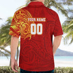 Personalized Gold Coast Suns Polynesian Hawaiian Shirt Tribal Chest and Sleeve Tattoo Heritage Warrior