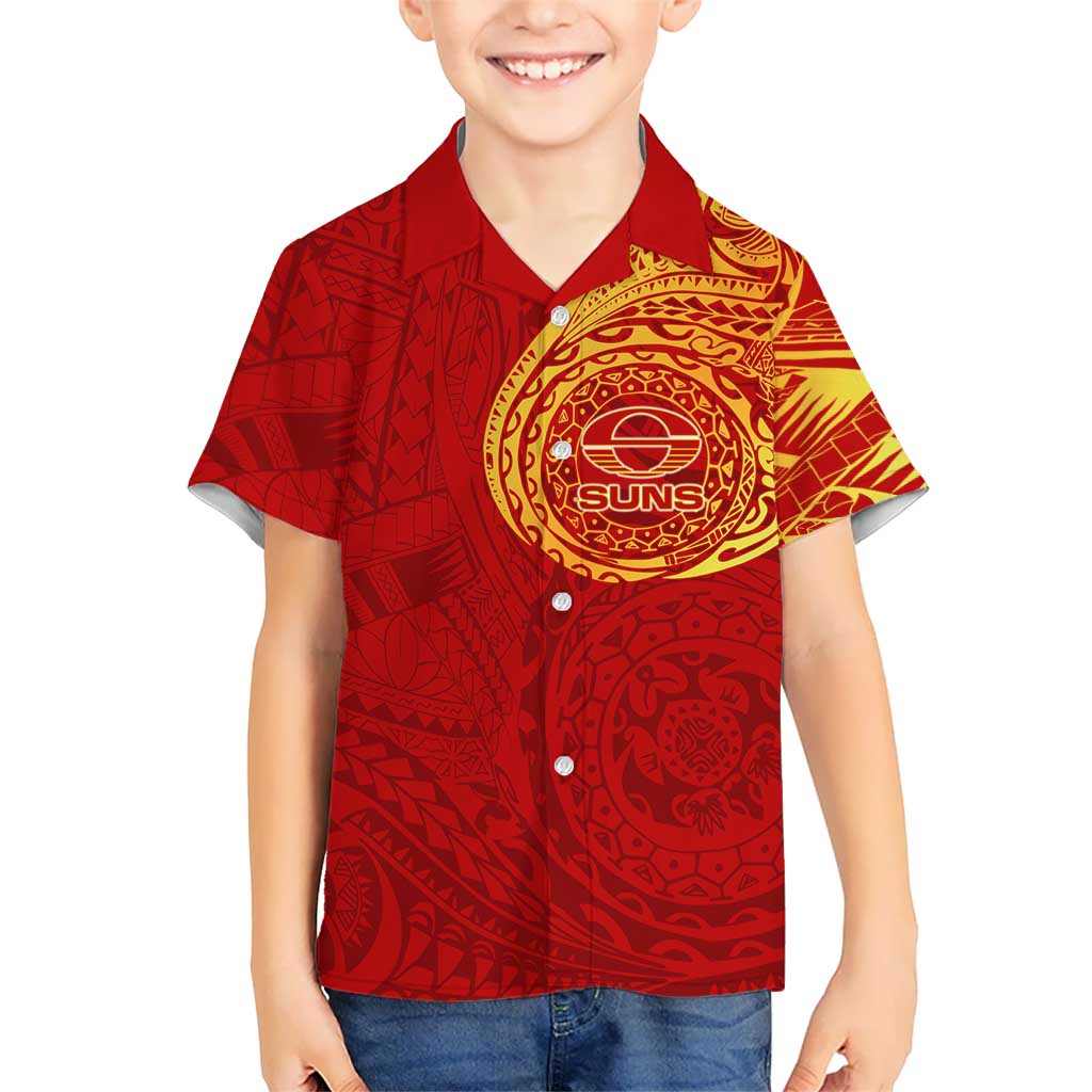 Personalized Gold Coast Suns Polynesian Hawaiian Shirt Tribal Chest and Sleeve Tattoo Heritage Warrior