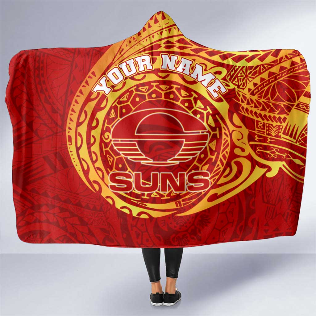 Personalized Gold Coast Suns Polynesian Hooded Blanket Tribal Chest and Sleeve Tattoo Heritage Warrior