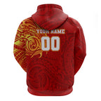 Personalized Gold Coast Suns Polynesian Hoodie Tribal Chest and Sleeve Tattoo Heritage Warrior