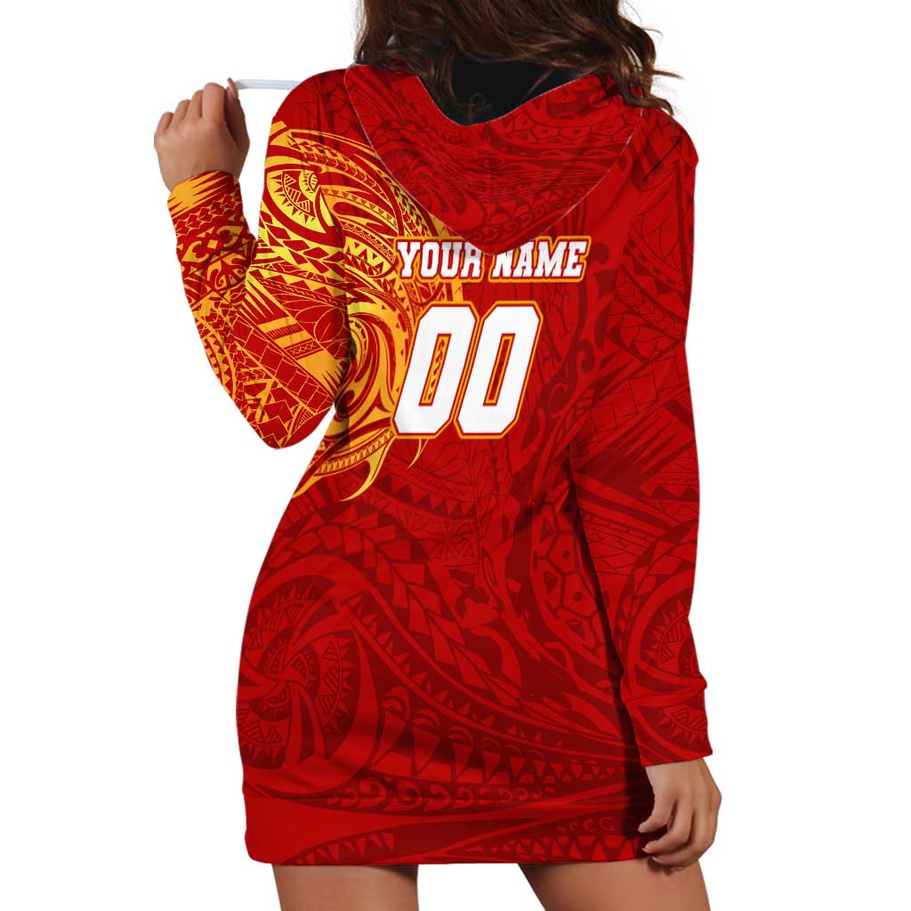 Personalized Gold Coast Suns Polynesian Hoodie Dress Tribal Chest and Sleeve Tattoo Heritage Warrior