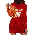 Personalized Gold Coast Suns Polynesian Hoodie Dress Tribal Chest and Sleeve Tattoo Heritage Warrior